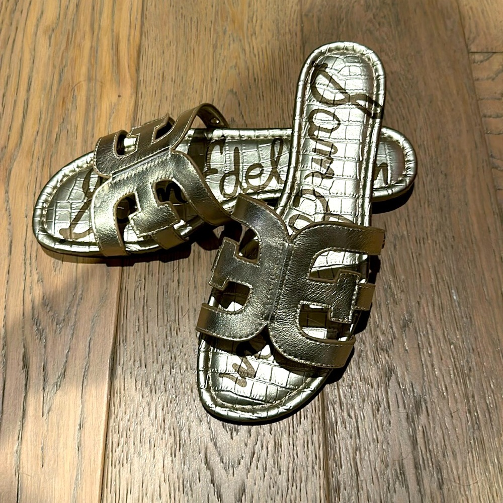 Sam Edelman Bay slide gold sandals, size 8.5.  NWOT.  Never worn